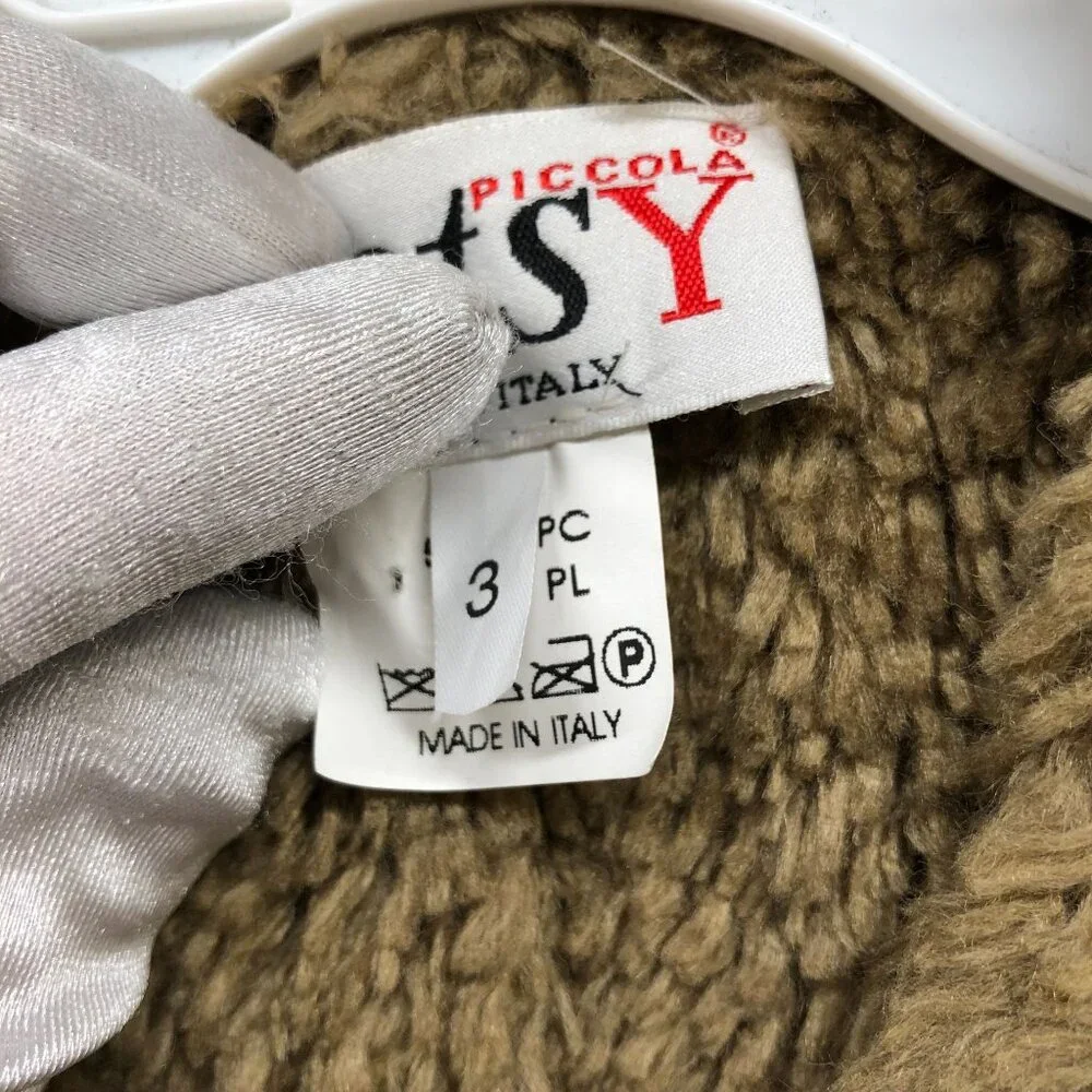 Vintage Betsy Italy Kids 3T Faux Suede Sherpa Vest Boho‎ Earthy Western